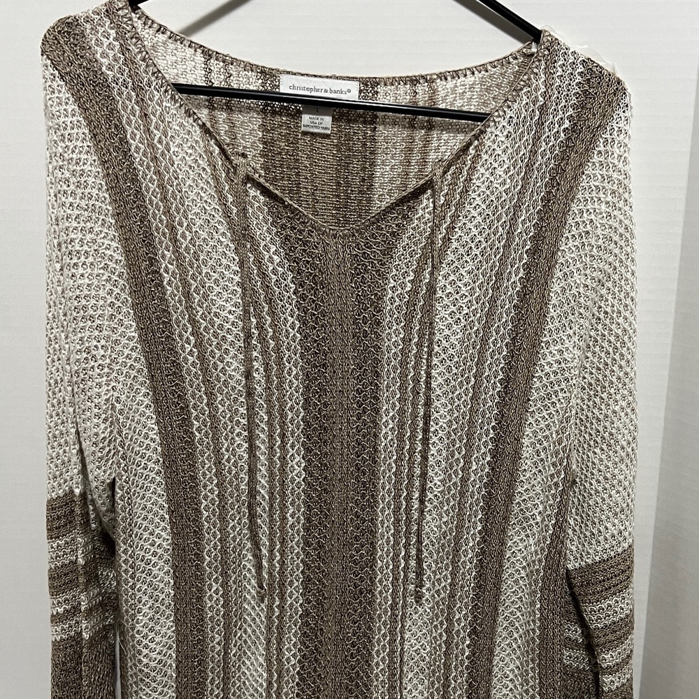 NWOT Christopher & Banks Long sleeve knit sweater with ties